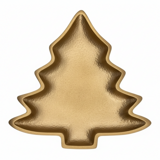 7 1/4"L x 7 1/4"W Cast Aluminum Tree Shaped Dish, Gold Finish
