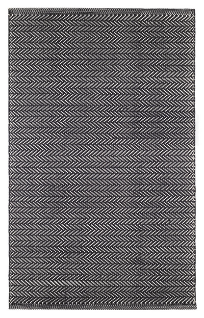 Herringbone Black Ivory Indoor/Outdoor Rug 2x3