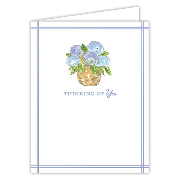 Greeting Card Thinking Of You Floral Bouquet in Wicker Basket