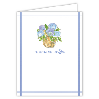 Greeting Card Thinking Of You Floral Bouquet in Wicker Basket
