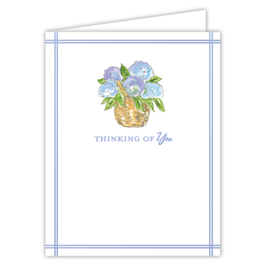 Greeting Card Thinking Of You Floral Bouquet in Wicker Basket