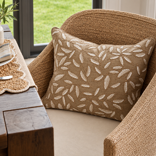 Amelia Embroidered Decorative Pillow   Natural   16" Lumbar

