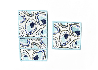 Set of 4   Oyster Print Fabric Coasters
