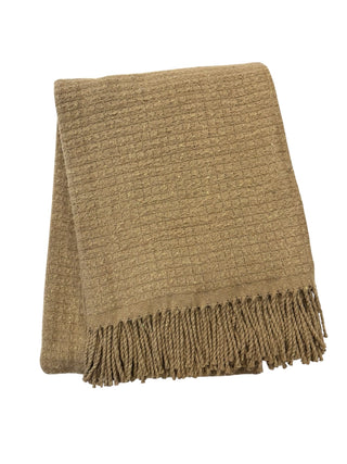 Basket Weave Textured Throw with Fringes
