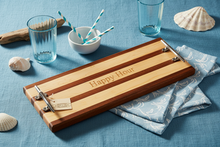 Happy Hour Serving Board with Nautical Cleet Handles
