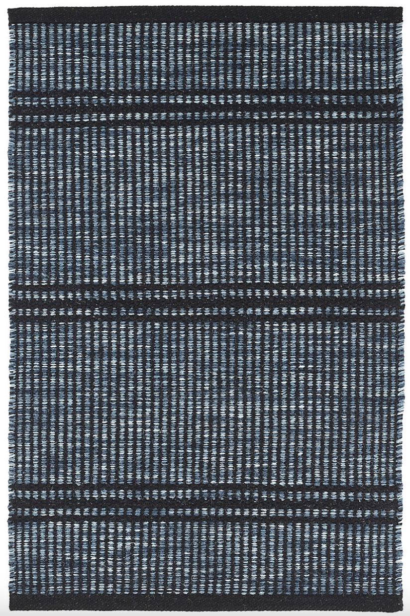 Malta Navy Handwoven Wool Rug 2x3