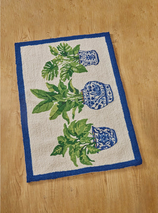 Botanical Blue Hook Rug   Sally Eckman Roberts
