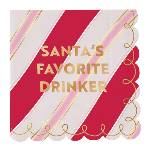 Foil Scallop Napkin - Santa's Favorite Drinker