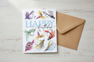 Greeting Card   Handpainted Happy Birthday Fishing Lures
