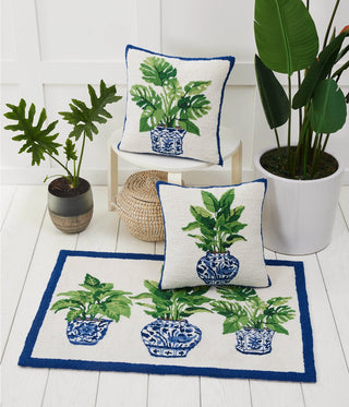 Botanical Blue Hook Rug   Sally Eckman Roberts

