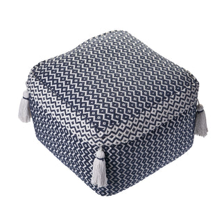 Navy and Ivory Diamond Pouf Navy/Ivory
