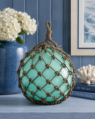 Glass Buoy with Nylon Rope XL   Seafoam
