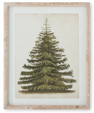 19.75 Natural Carved Wood Framed Pine Tree Print IV
