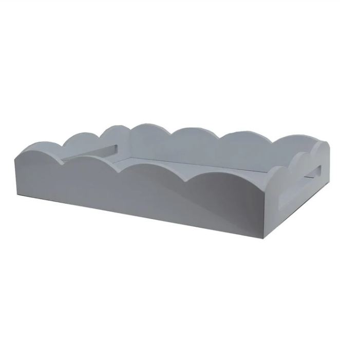 Chiffon Gray Scalloped Edge Tray
