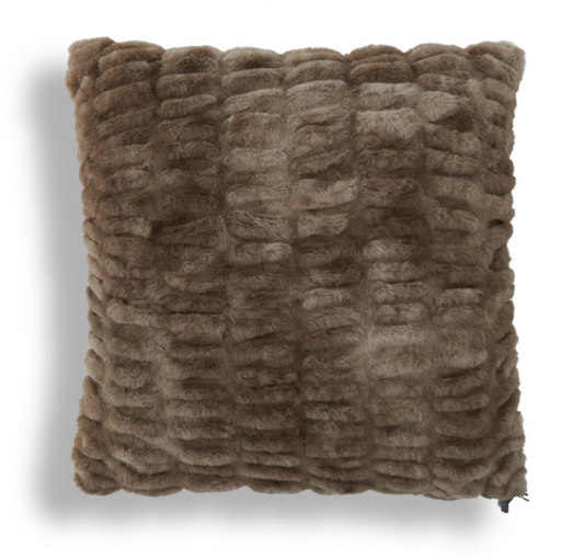 24 INCH BROWN RIBBED FAUX FUR PILLOW