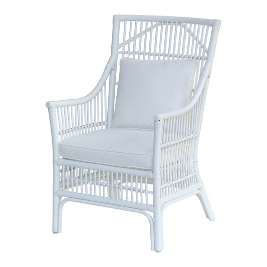 Winston II Rattan Arm Chair, 39"H, White