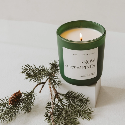 Snow Covered Pines 15 oz Soy Candle, Matte Jar