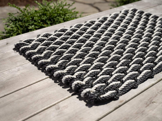Pearl/Glacier Bay/Navy Doormat - Triple Weave