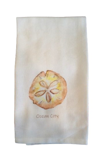 *CUSTOM* Sand Dollar with Location Dishtowel - Ocean City