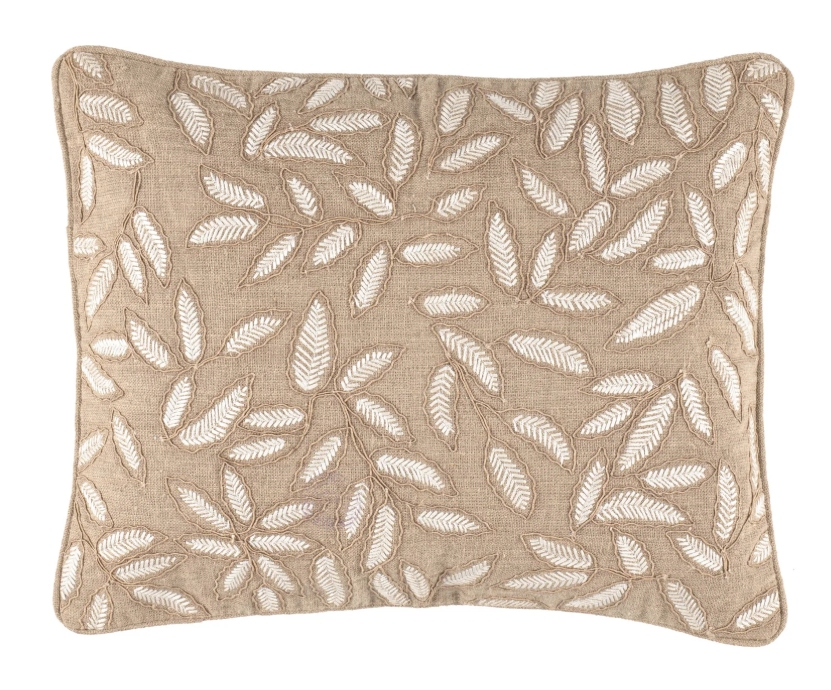 Amelia Embroidered Decorative Pillow - Natural - 16" Lumbar
