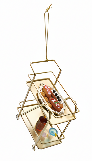 3 1/2"H   6"H Metal Bar Cart Ornament I
