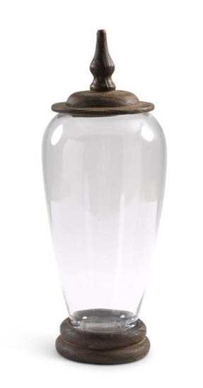 GLASS JARS W/WOOD BASE AND LIDS - Small