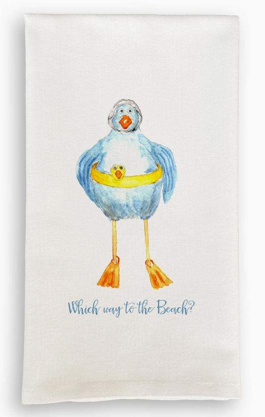 Which Way to the Beach Duck Dishtowel