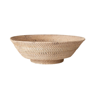 Decorative Hand Woven Rattan Footed Bowl, Natural
