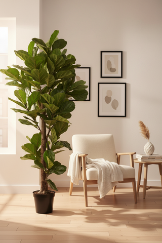 Fiddle Leaf Fig Tree in Pot   74.8"   Green
