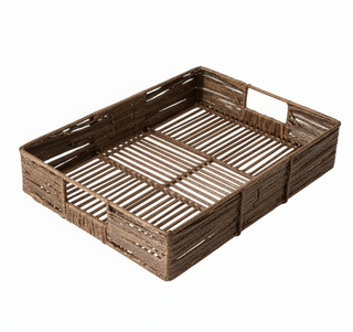 Hand Woven Decorative Bamboo & Jute Trays with Handles
