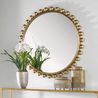 Cyra Wood Round Mirror
