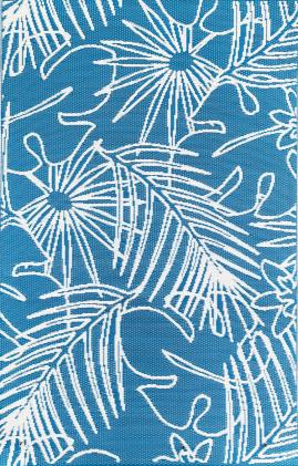 Palm Turquoise White 5X8
