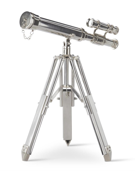 22.75 Inch Silver Metal Nautical Binoculars on Tripod