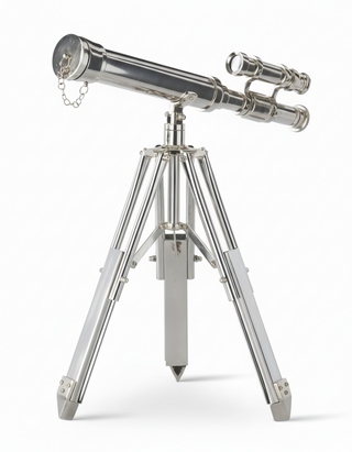 22.75 Inch Silver Metal Nautical Binoculars on Tripod

