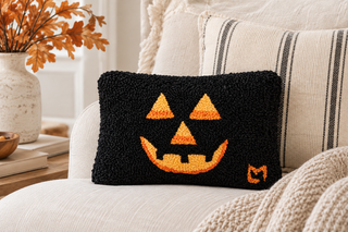 Jack O Lantern Hooked Pillow
