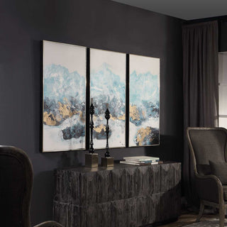 Crashing Waves Hand Painted Canvases   Set of 3
