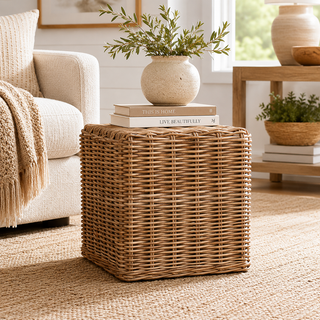 Delia 16" Square Woven Stool Natural
