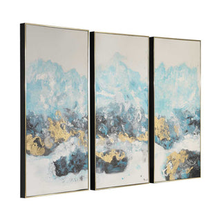 Crashing Waves Hand Painted Canvases   Set of 3
