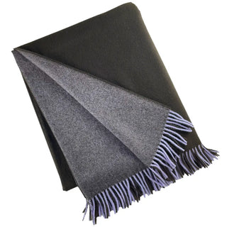 100% Wool Two Tone Throw with Fringe   55"x75"
