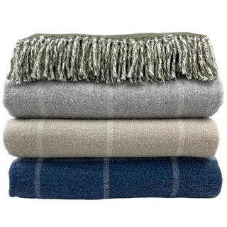 Double Face Cotton Window Pane Throw with Fringes
