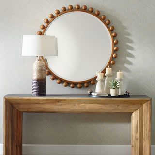 Cyra Wood Round Mirror
