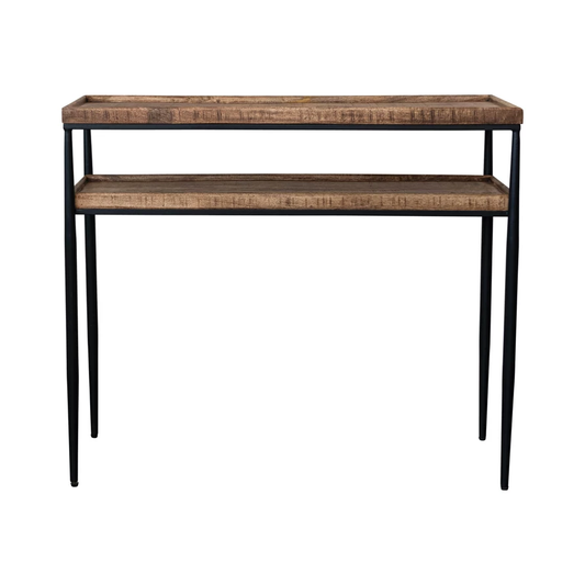 Mango Wood & Metal 2-Tier Console Table