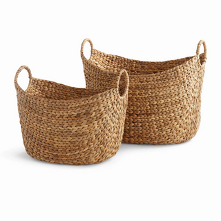Josette Water Hyacinth Baskets with Handles   Set of 2
