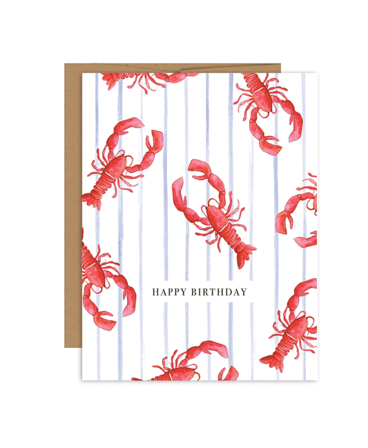 Red Lobster Happy Birthday Coastal Summer Greeting Card