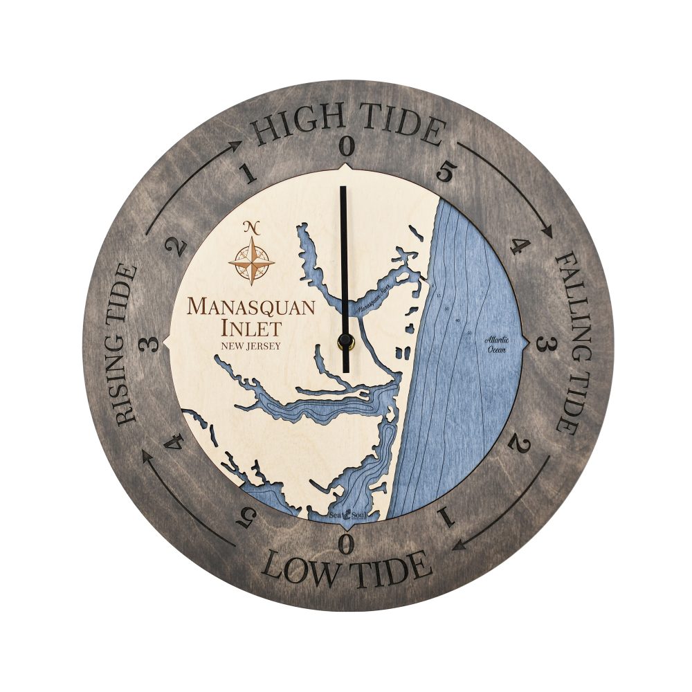 16" Manasquan Tide Clock - Deep Blue/Driftwood Gray