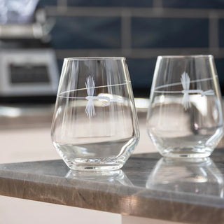 Fly Fishing 18oz Stemless Wine Tumbler Glass | Set of 4
