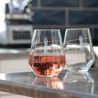 Fly Fishing 18oz Stemless Wine Tumbler Glass | Set of 4
