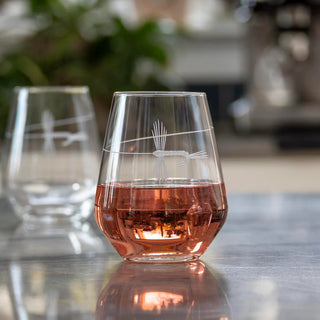 Fly Fishing 18oz Stemless Wine Tumbler Glass | Set of 4
