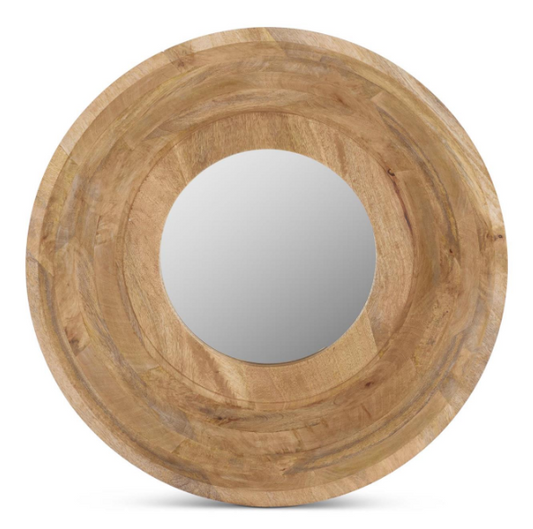 23.75 INCH DEEP ROUND MANGO WOOD MIRROR