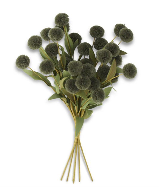 13 INCH GREEN POMPOM PICK W/GREEN EVA LEAVE Stem